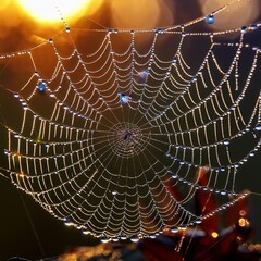 Naklejka premium spider web with dew drops