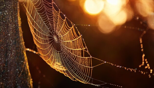 spider web with dew drops