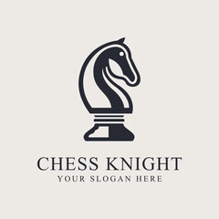 knight chess piece symbol, vector template, logo minimalist horse design