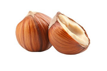Obraz premium Close-Up of Shelled Hazelnuts with Isolated Textures with isolated on transparent background