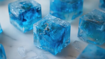 blue ice cubes with a refreshing look