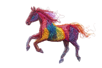 Majestic Horse with Colorful Face Makeup and Glitter with isolated on transparent background