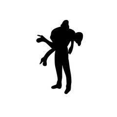 Silhouettes of bride and groom