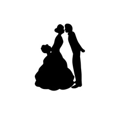 Silhouettes of bride and groom