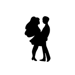 Silhouettes of bride and groom