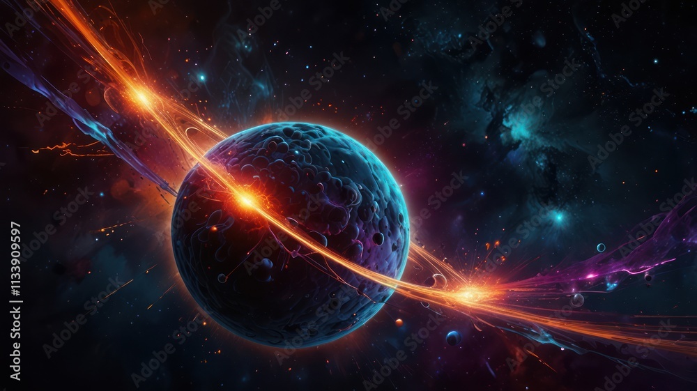 Sticker cosmic collision a fiery planetary encounter in deep space