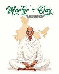 Happy Mahatma Gandhi punyatithi, martyr's day social media post banner template