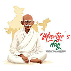 Happy Mahatma Gandhi punyatithi, martyr's day social media post banner template