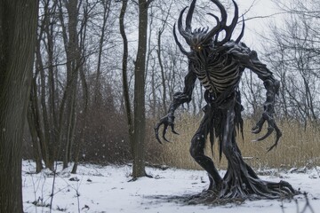 mysterious creature in a snowy forest
