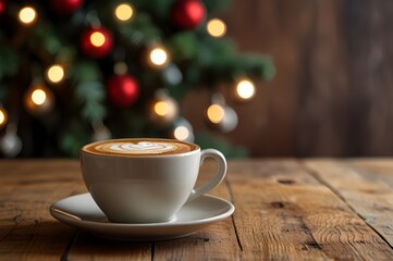 Obraz premium cup of coffee on Christmas background.