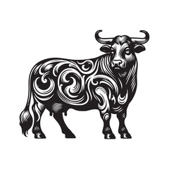 cow outline vector art black color.