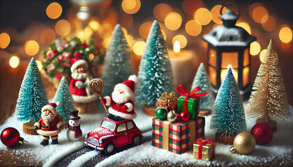 Santa’s Joyful Ride Surrounded by Christmas Delights.