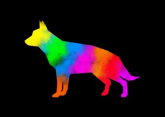 Vibrant Abstract Watercolor Animal Art, Dog Art.