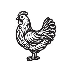 hen outline vector art black color.