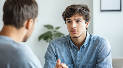 Realistic photo of a therapist helping a teenager cope with the psychological effects of cyberbullying