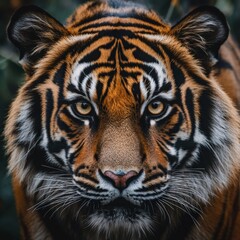 Fototapeta premium close-up of a majestic tiger face with striking features