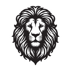 Obraz premium lion outline vector art black color.