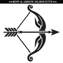 Bow and arrow silhouette vector illustration