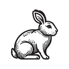 Obraz premium rabbit outline vector art black color.