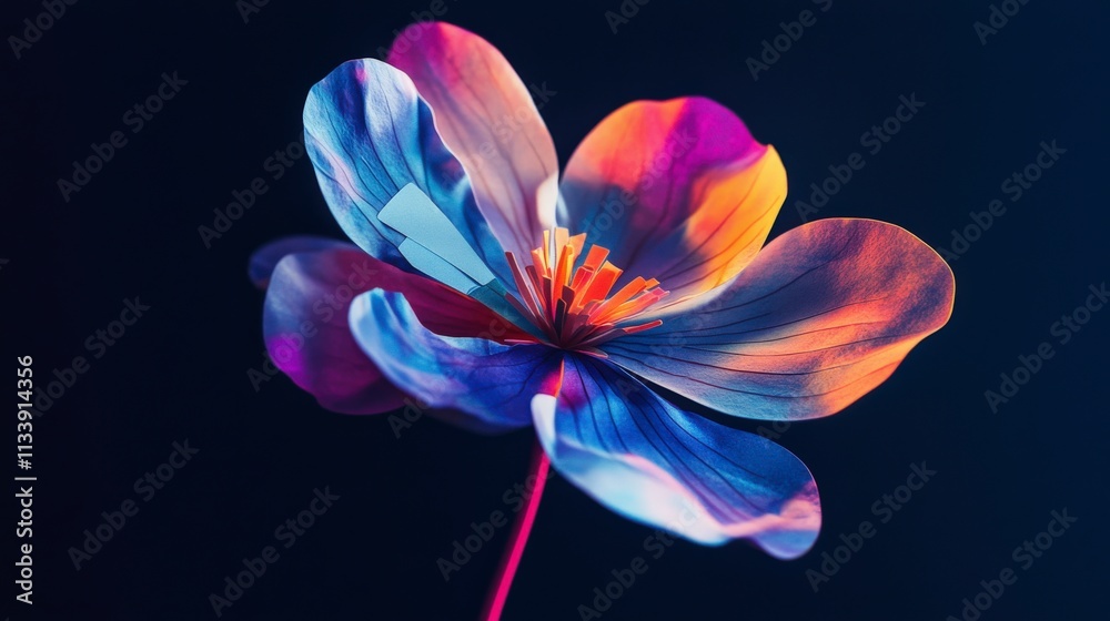 Poster creative flower art with sticky notes close-up photography featuring vibrant colors and artistic stu