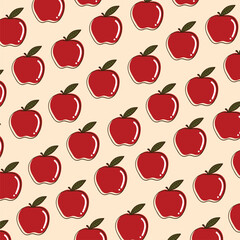 Red apple fruit pattern vector