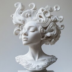 elegant marble sculpture of a woman with flowing hair