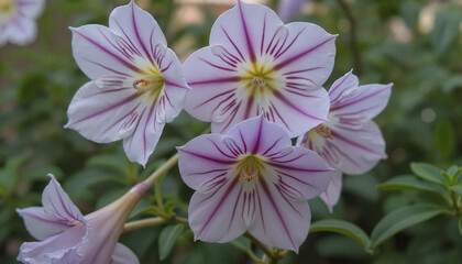 Naklejka premium Close-up of delicate pink and white flowers in full bloom