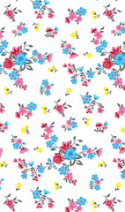 Seamless floral pattern with leaves ,botanical flowers with abstract allover design and background texture