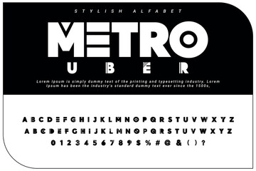 Metro Uber Stylish alphabet display Decorative vector font and Beautiful luxury Font