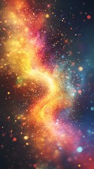 Fototapeta premium A vibrant, swirling nebula with glowing colors and scattered stardust, against a dark background.