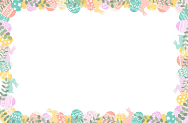イースターエッグとウサギのベクターイラストフレーム コピースペース パステルカラー うさぎ 兎 春