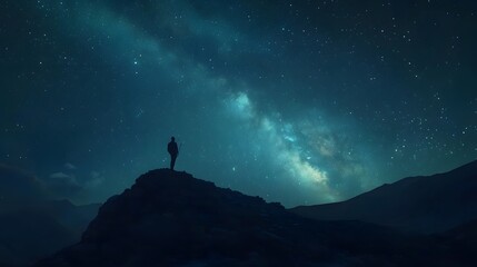 Solitary Figure Admires Celestial Milky Way Display
