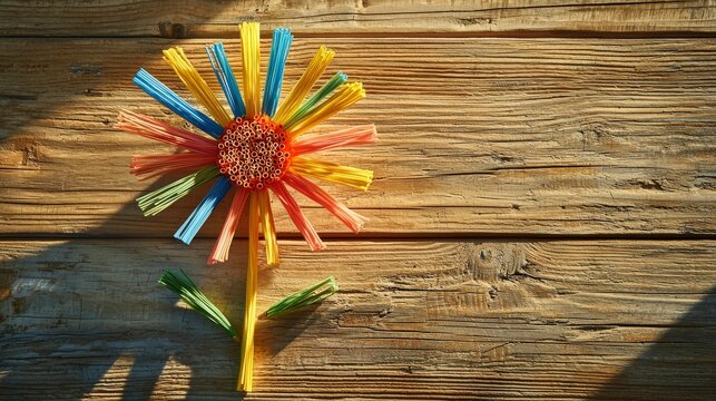 Creative sunflower art workshop make a multicolored straw design in a bright fun setting