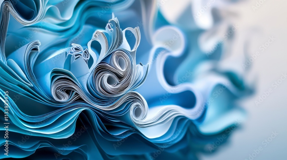 Aufkleber dynamic oceanic art showcase abstract design curled paper rib technique coastal inspirations close-u