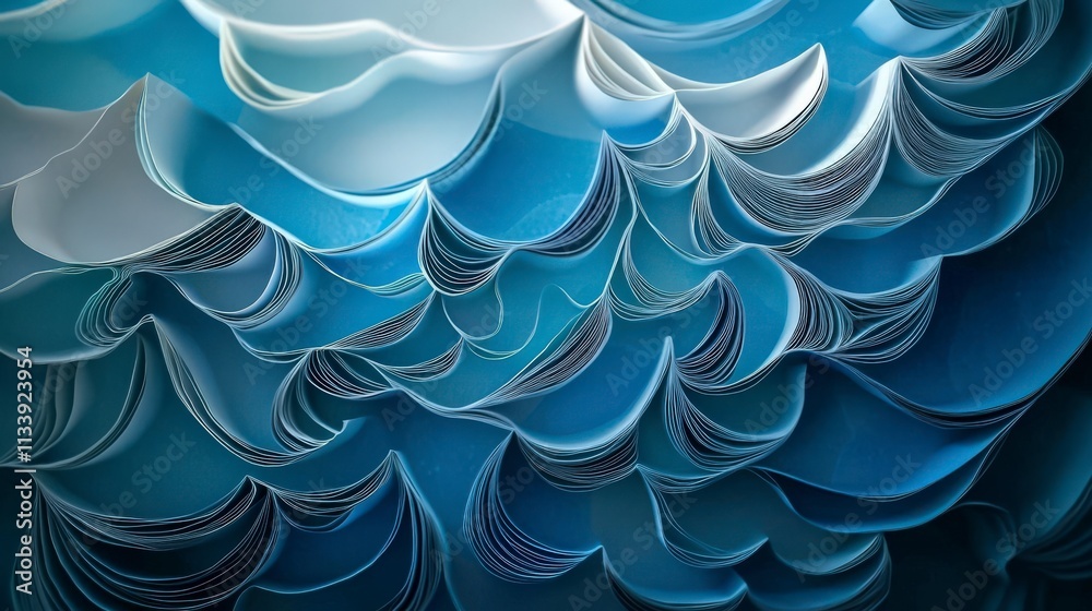 Aufkleber curled paper ocean waves art design abstract concept creative visuals indoor studio artistic perspec