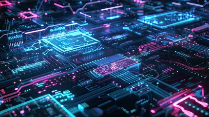 Fototapeta premium A conceptual depiction of interconnected digital networks with holographic elements.