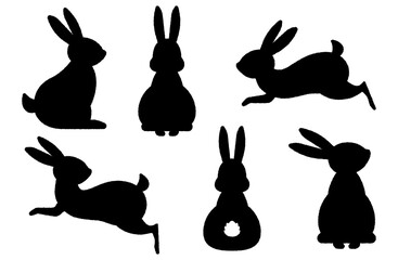 ウサギのシルエットベクターイラスト イースター お月見 アイコン うさぎ 兎 シンプル