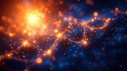 Obraz premium Glowing DNA strand, abstract science background.