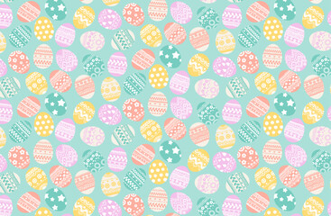 イースターパターンベクターイラスト シームレス イースターエッグ 春 かわいい パステルカラー