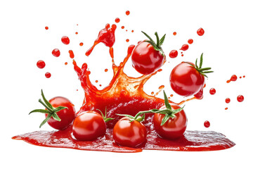 Vibrant Ketchup Splash with Fresh Tomatoes, Perfect for Enhancing Your Culinary Imagery with isolated on transparent background