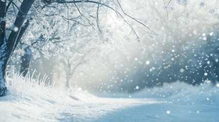Fototapeta premium A snow-covered surface with fine granular details, capturing the essence of freshly fallen snow