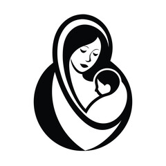 Mother and Baby Care Silhouette Vector Art Illustration - Loving Bond and Tender Moments