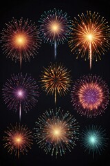Naklejka premium fireworks on black background
