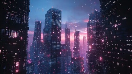 Fototapeta premium City Skyline Enhanced by AI-Driven Algorithms