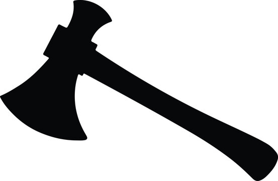 axe in the stump, Axe Icon silhouette vector style with white background
