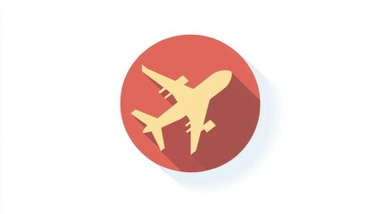 A flat design airplane icon in a circle, suitable for travel or aviation-related visuals. 