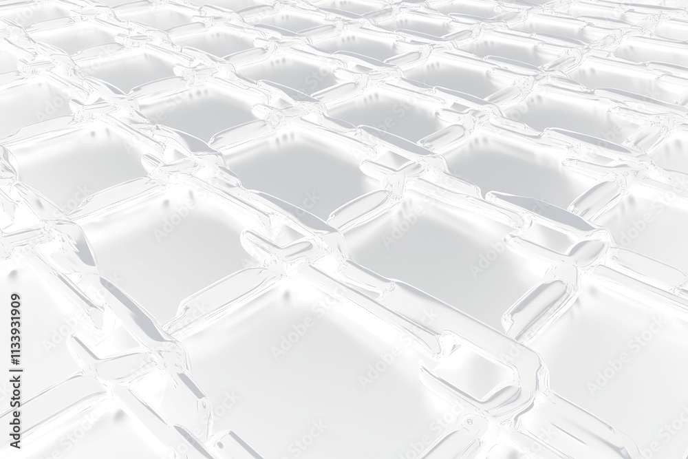 Poster Abstract metallic grid pattern, glossy Transparent interconnected shapes.