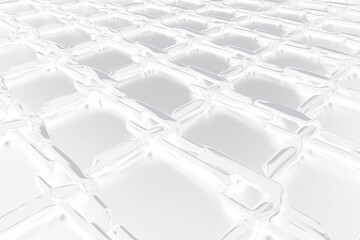 Abstract metallic grid pattern, glossy Transparent interconnected shapes.