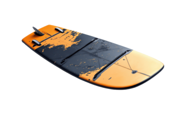 Sleek Kitesurfing Board with Isolated Hydrodynamic Design and Vibrant Graphics with isolated on transparent background