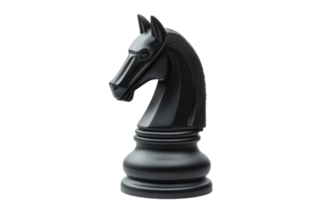 Black Marble Knight Chess Piece with Isolated Elegant Design and Smooth Finish with isolated on transparent background